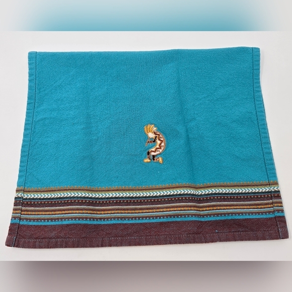 KAY DEE DESIGN SOUTHWESTERN DISH TOWEL SET OF TWO SUN KOKOPELLI TEAL RUST STRIPE - Picture 4 of 12